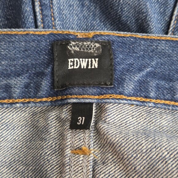 Edwin High Rise Flare Jeans Women's SZ 31 Averi Distressed Dark Wash - Picture 3 of 12